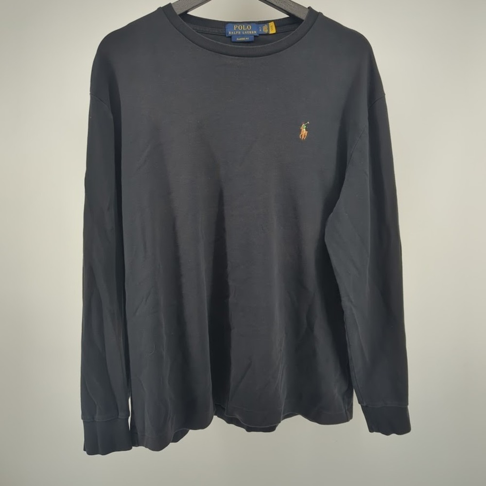 Polo Ralph Lauren Classic Fit Long Sleeve Shirt Men's‎ Large Black Flesh Pony